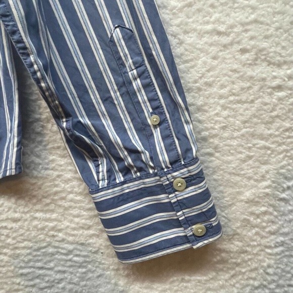 Abercrombie and Fitch Shirt Mens Large Blue Striped Vintage Button Down Oxford - Picture 6 of 10